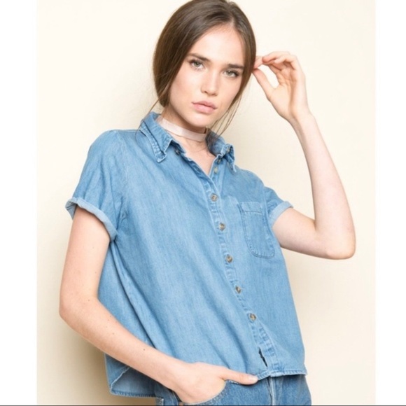 Brandy Melville Tops - Brandy Melville BM Denim Crop Top Shirt